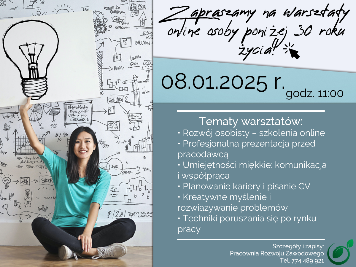 Zapraszamy na warsztaty online osoby poniżej 30 roku życia!